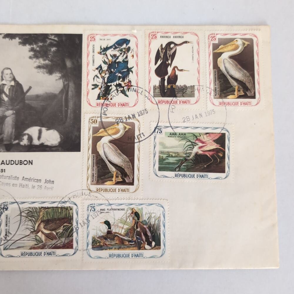 1975 Haiti John James Audubon Colorful Birds Issue Cachet Unauthorized Stamp - Picture 4 of 4